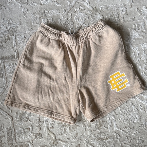 Eric Emanuel Tan Shorts with Yellow Logo - Picture 1 of 1